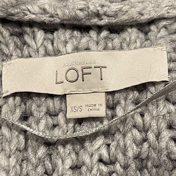 LOFT Womens Cardigan Sweater Wool Alpaca Blend Open Pockets Gray XS Small FE - Picture 3 of 7